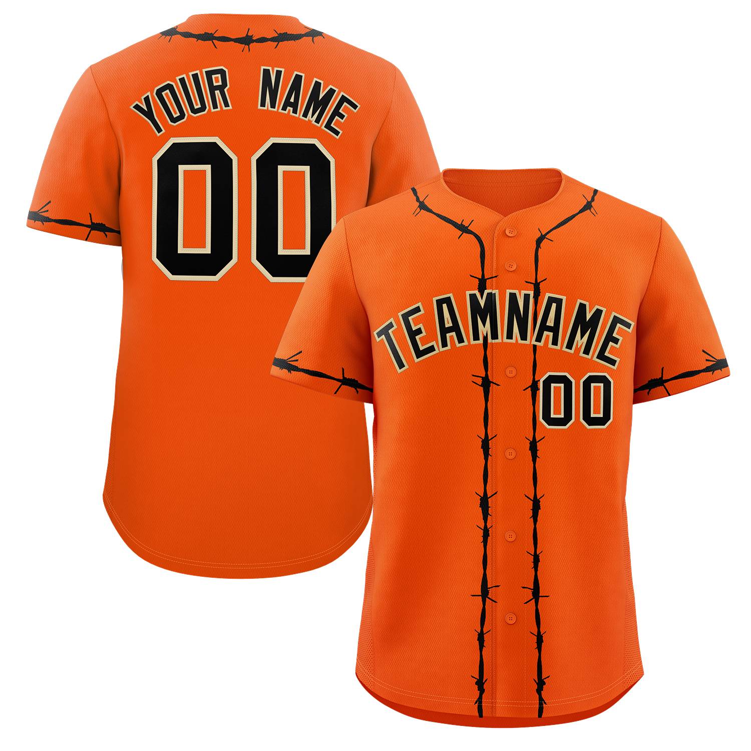 Custom Orange Black Thorns Ribbed Classic Style Authentic Baseball Jersey