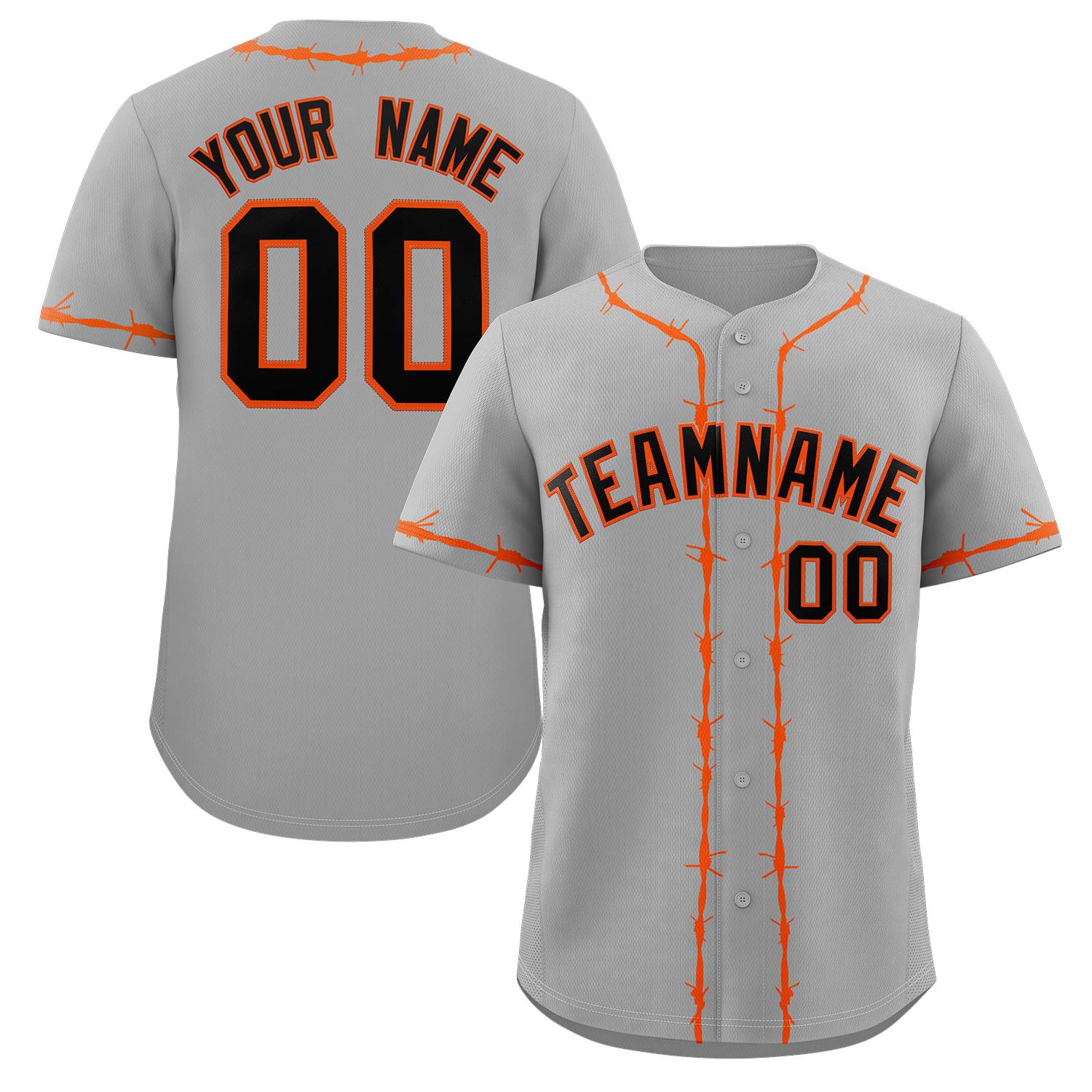 Custom Gray Orange Thorns Ribbed Classic Style Authentic Baseball Jersey