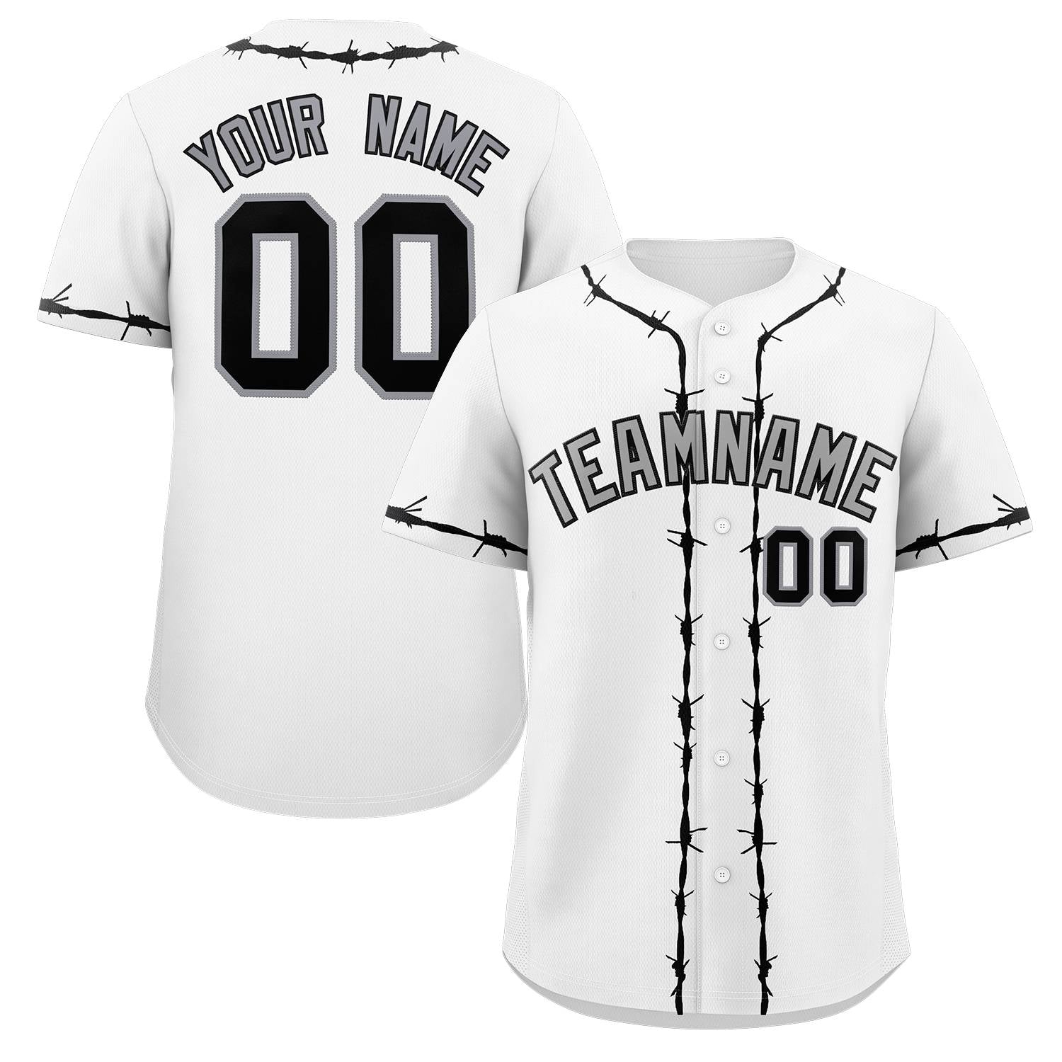 Custom White Black Thorns Ribbed Classic Style Authentic Baseball Jersey