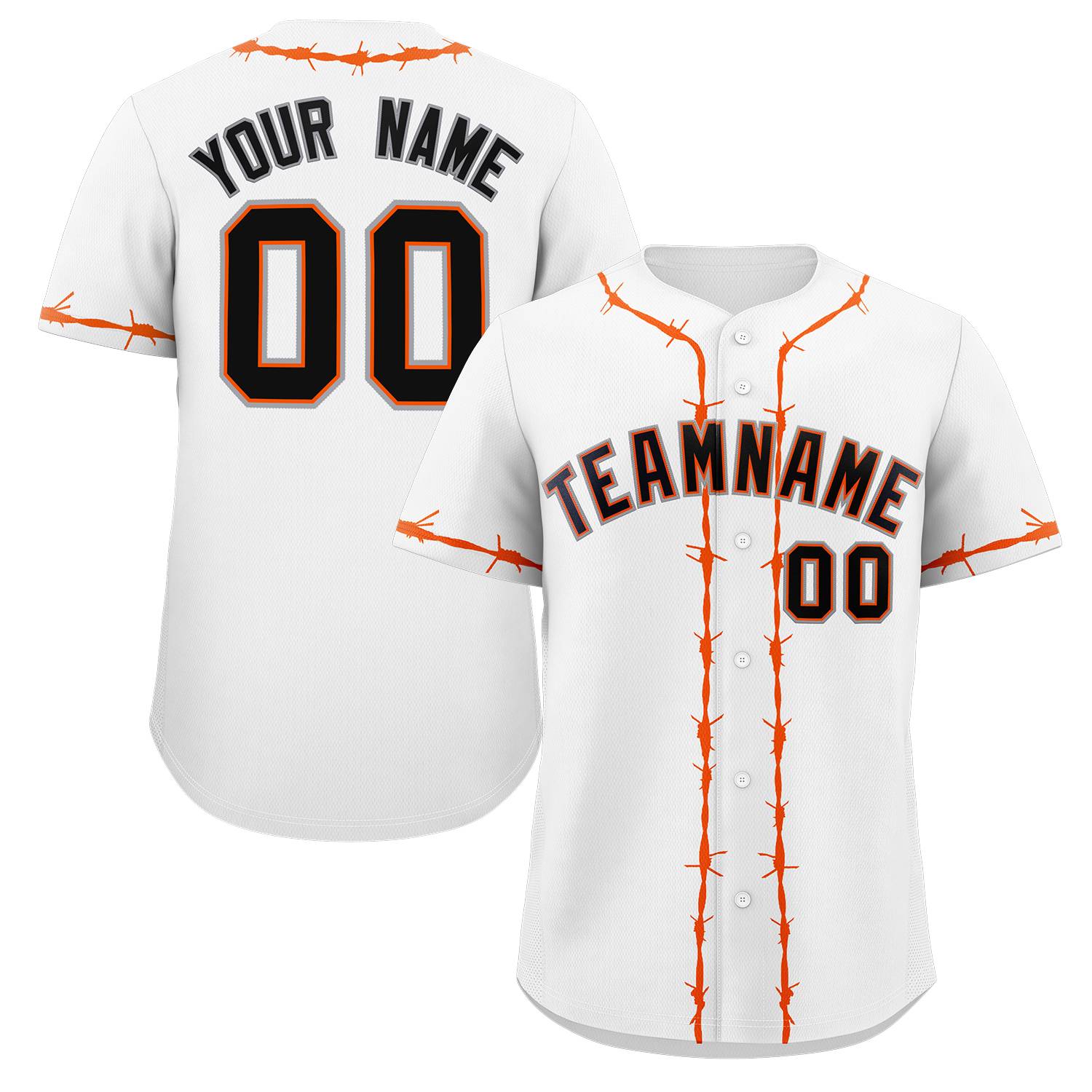 Custom White Orange Thorns Ribbed Classic Style Authentic Baseball Jersey