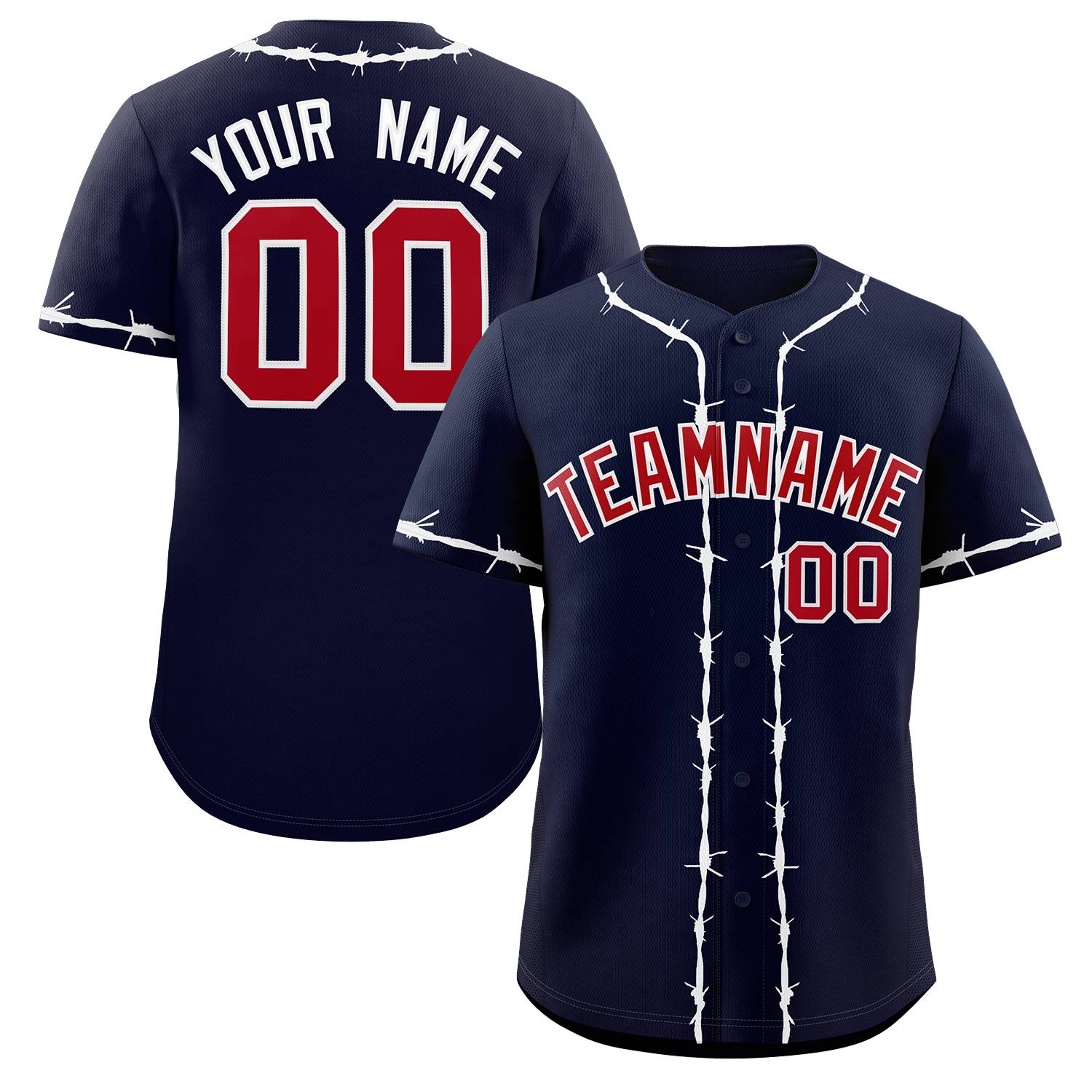 Custom Navy White Thorns Ribbed Classic Style Authentic Baseball Jersey