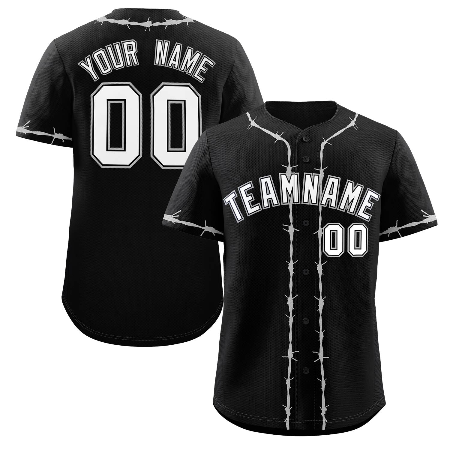 Custom Black Gray Thorns Ribbed Classic Style Authentic Baseball Jersey