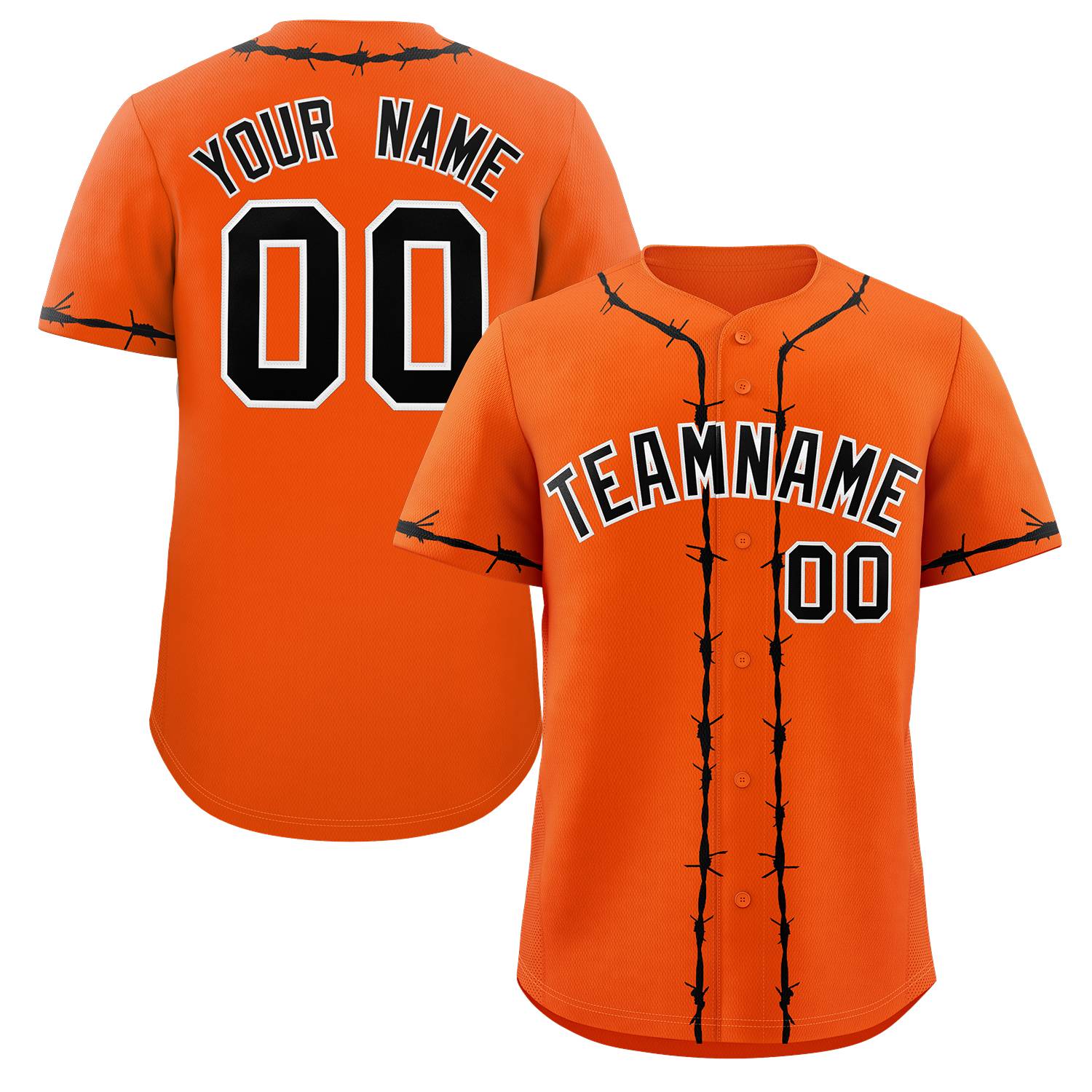 Custom Orange Black Thorns Ribbed Classic Style Authentic Baseball Jersey