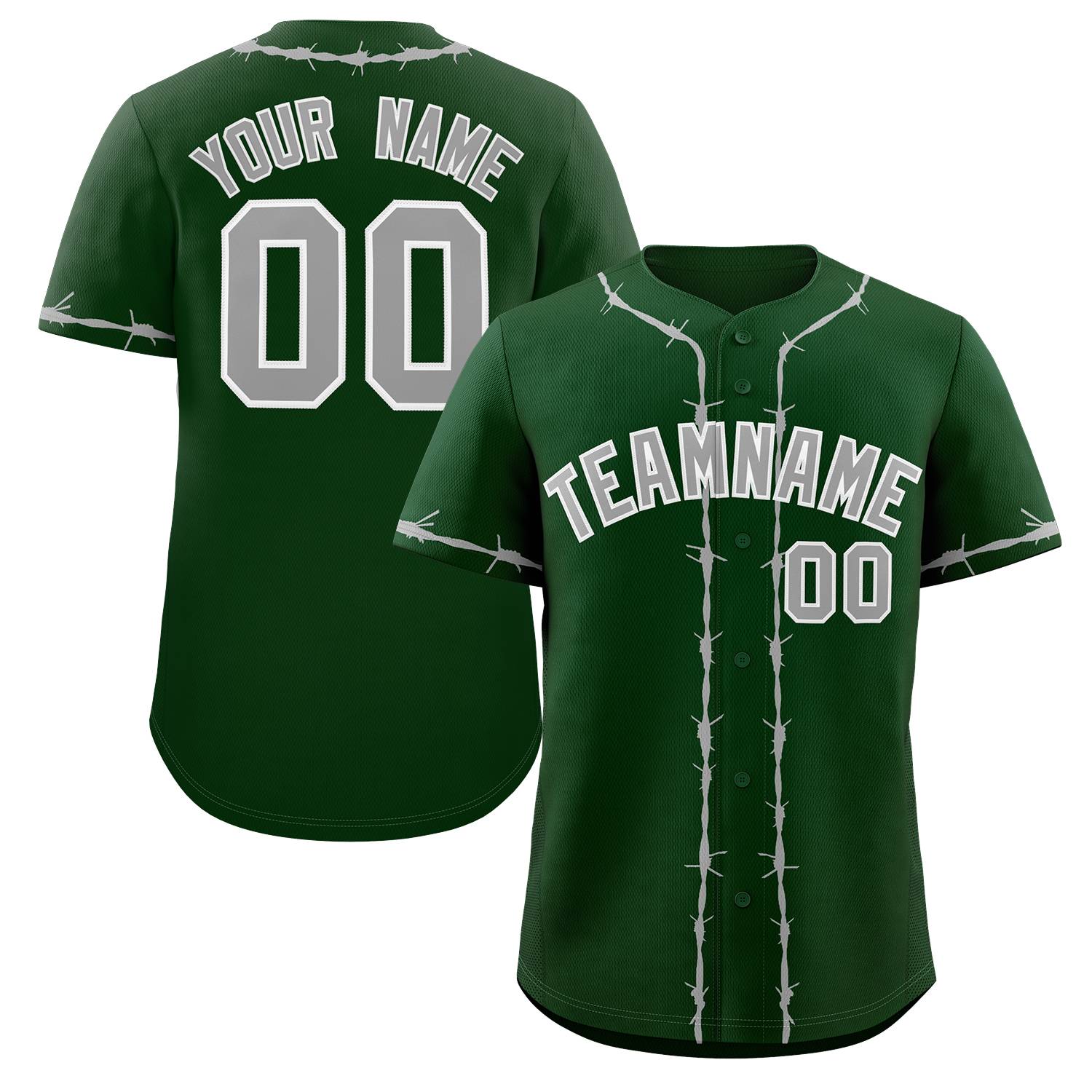 Custom Green Gray Thorns Ribbed Classic Style Authentic Baseball Jersey