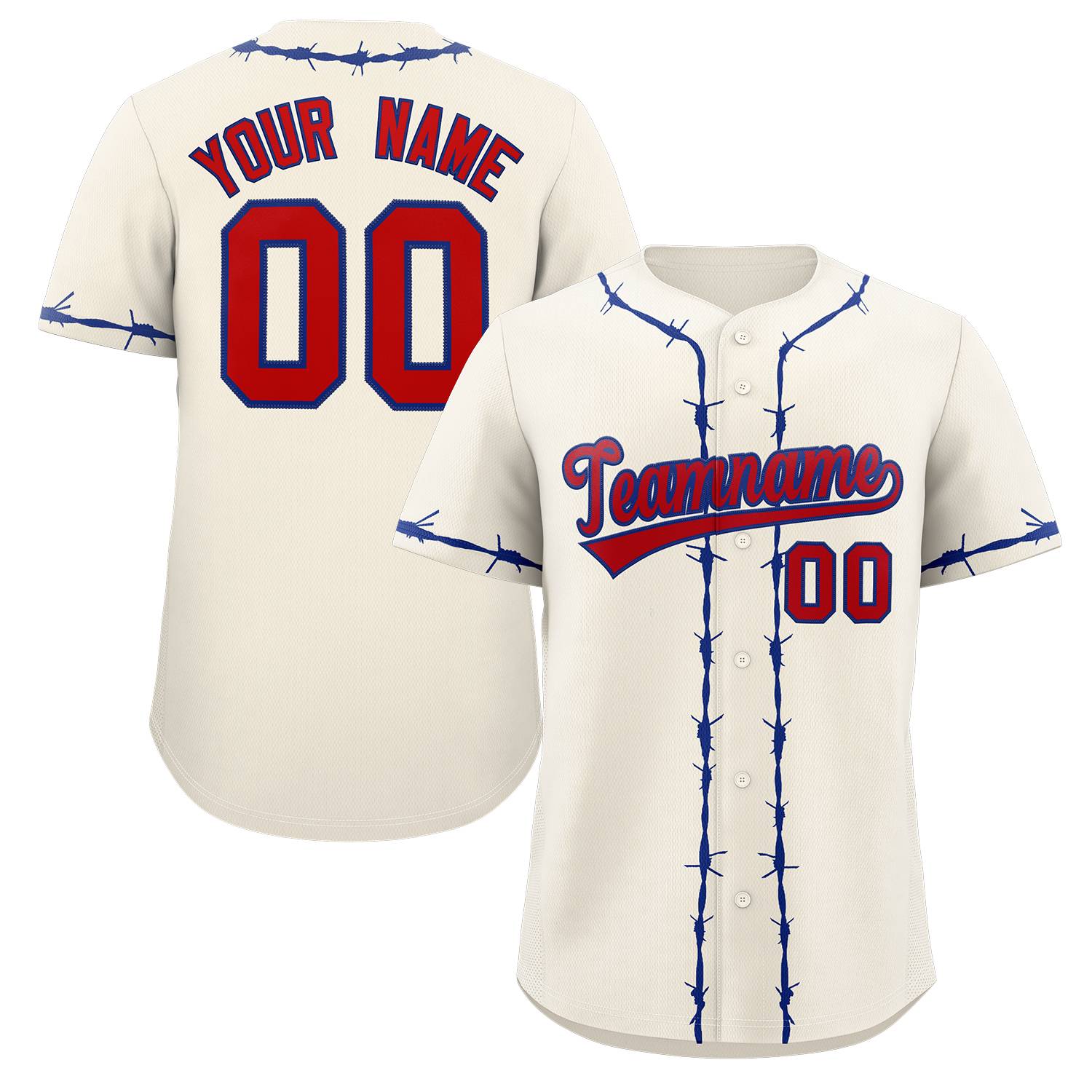 Custom Cream Royal Thorns Ribbed Classic Style Authentic Baseball Jersey