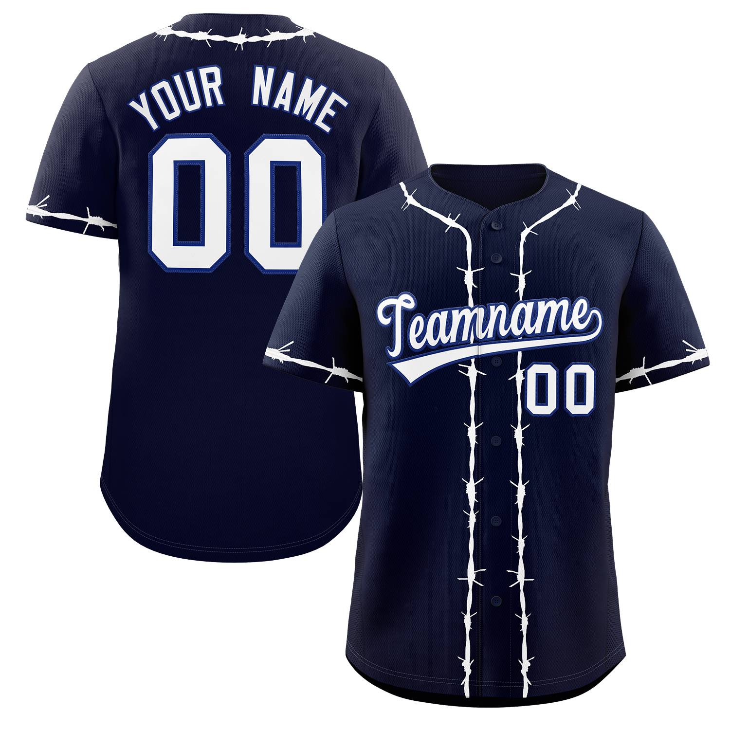 Custom Navy White Thorns Ribbed Classic Style Authentic Baseball Jersey