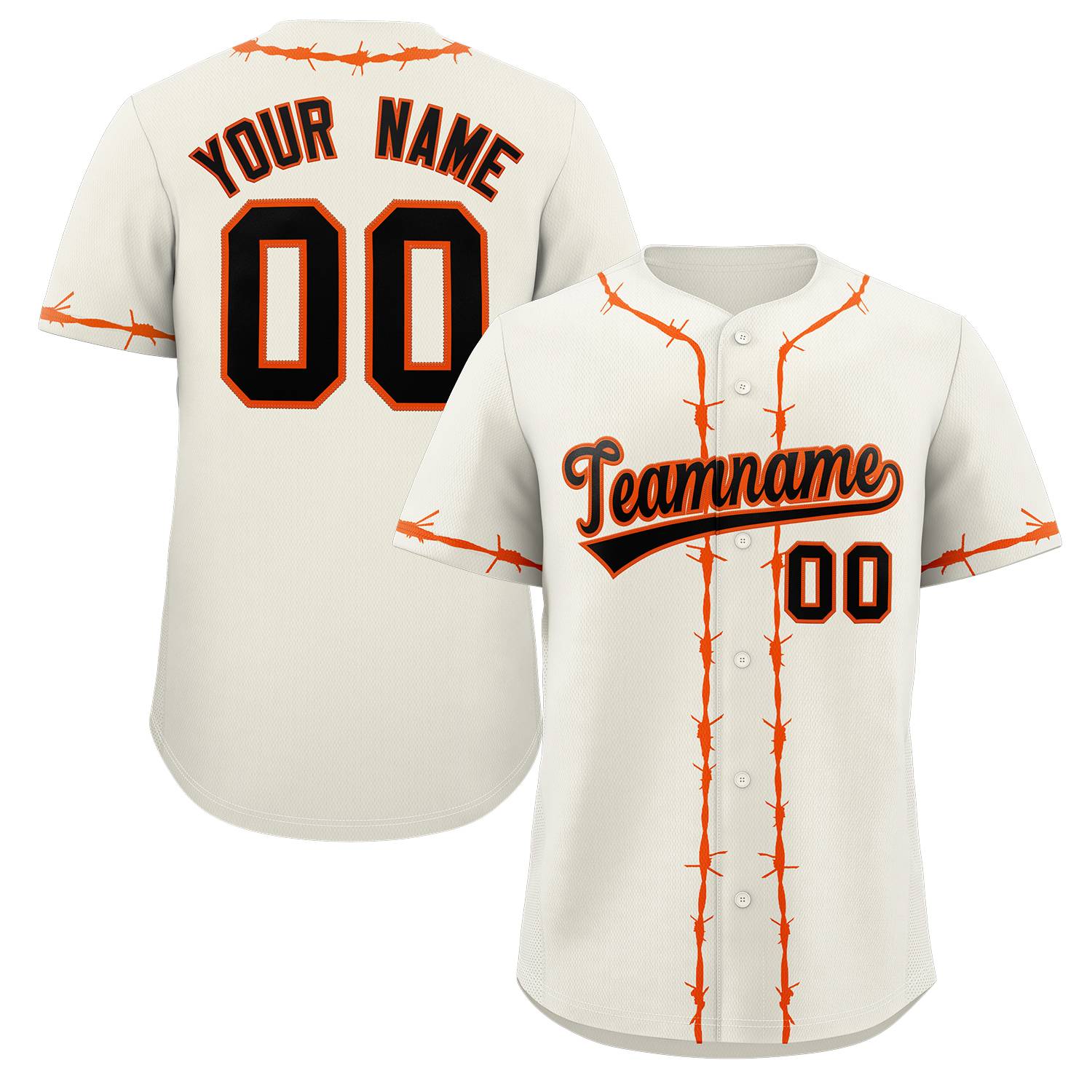 Custom Cream Orange Thorns Ribbed Classic Style Authentic Baseball Jersey