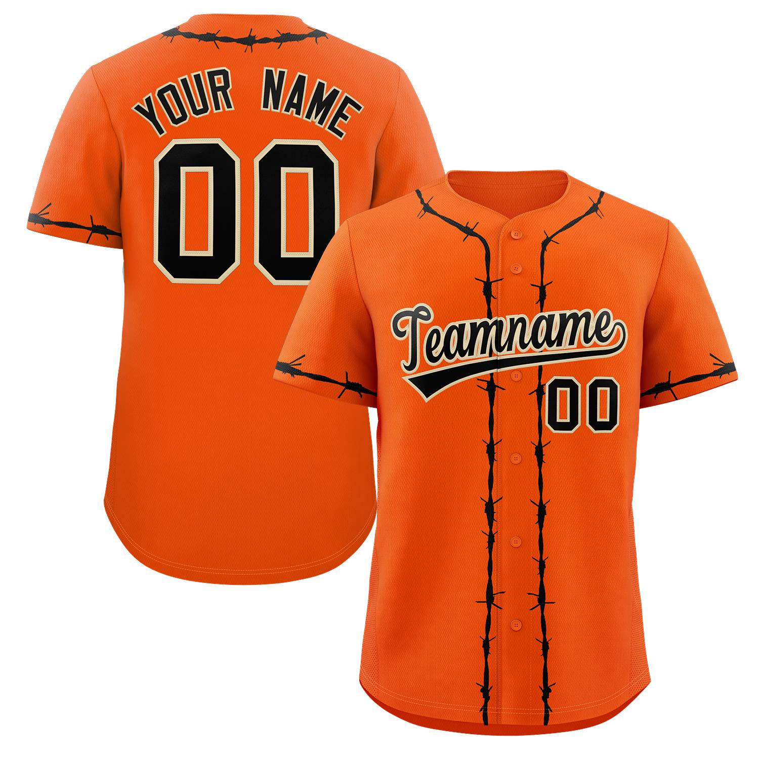 Custom Orange Black Thorns Ribbed Classic Style Authentic Baseball Jersey