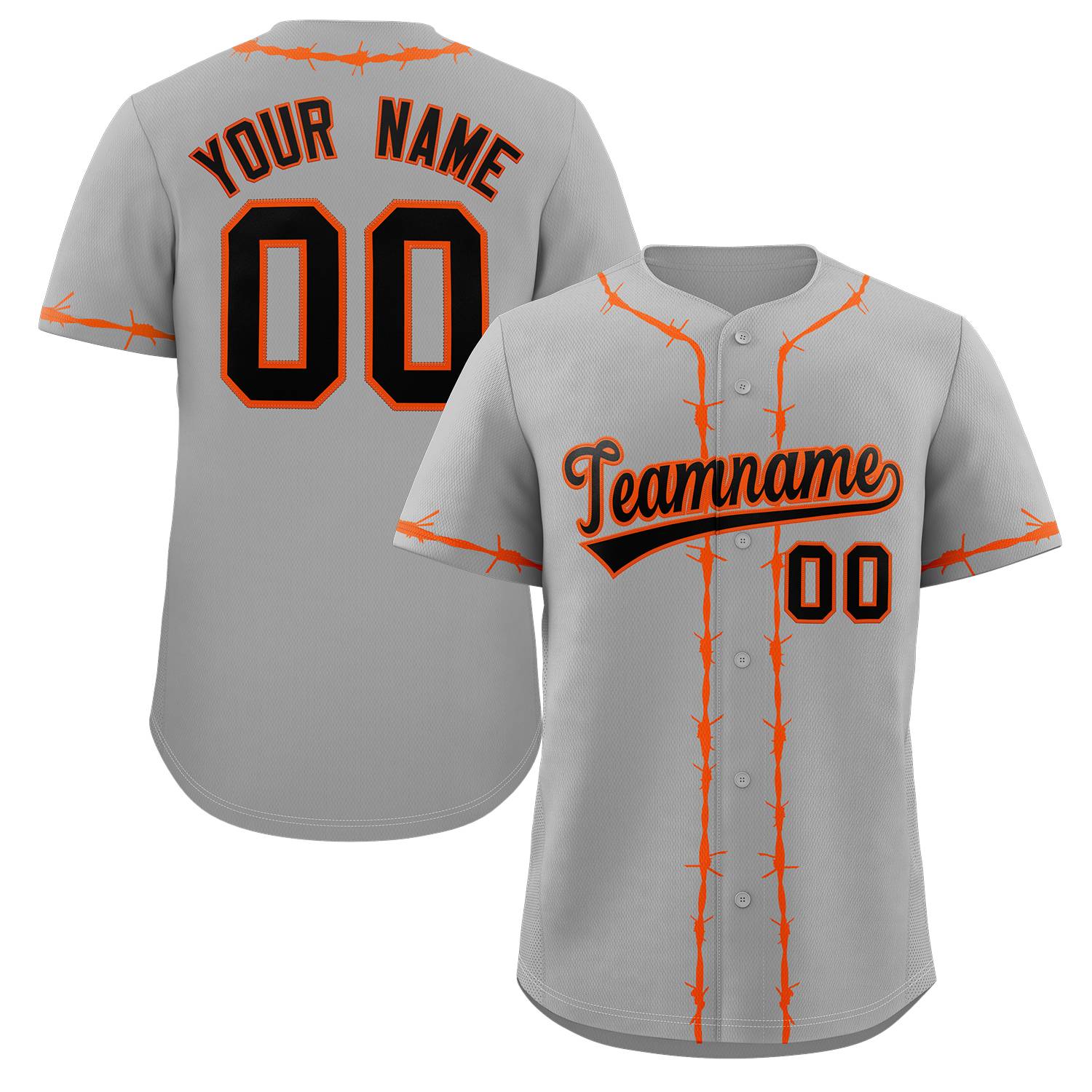 Custom Gray Orange Thorns Ribbed Classic Style Authentic Baseball Jersey