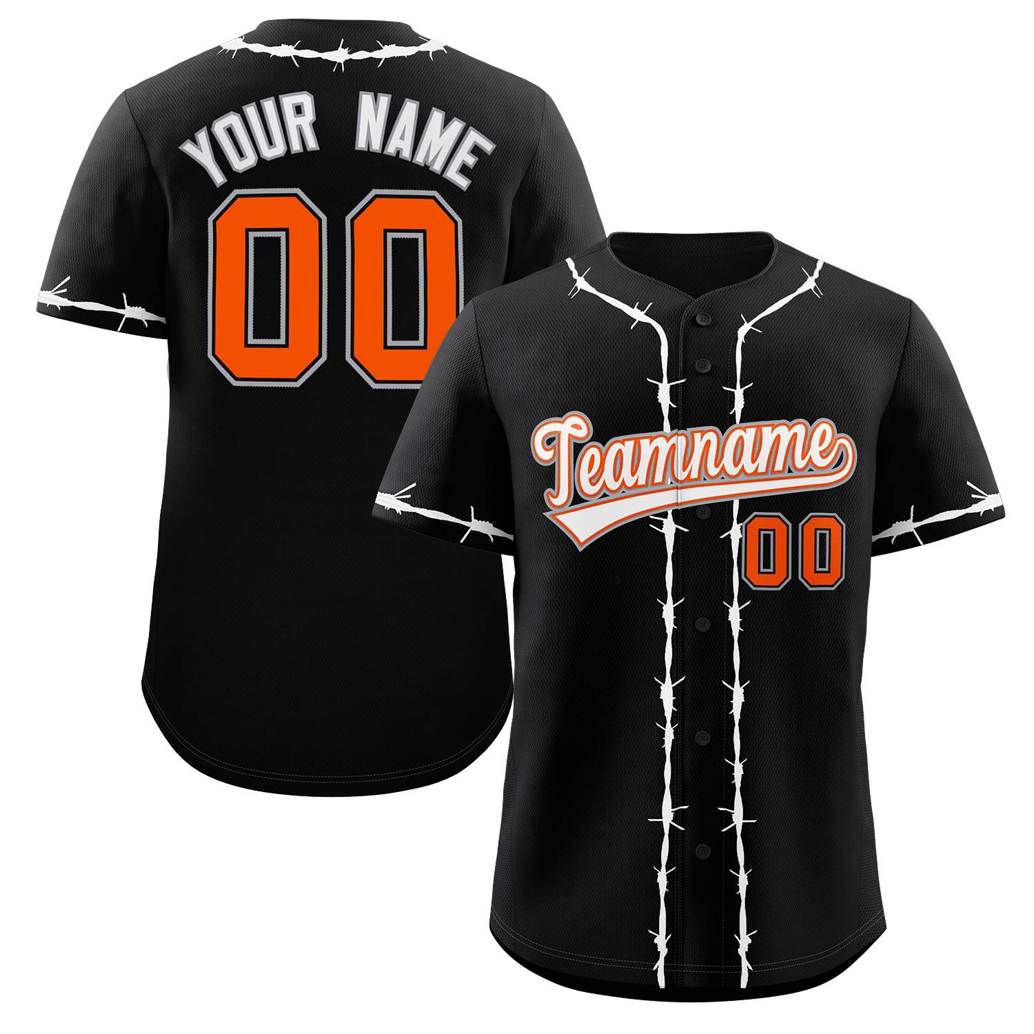 Custom Black White Thorns Ribbed Classic Style Authentic Baseball Jersey