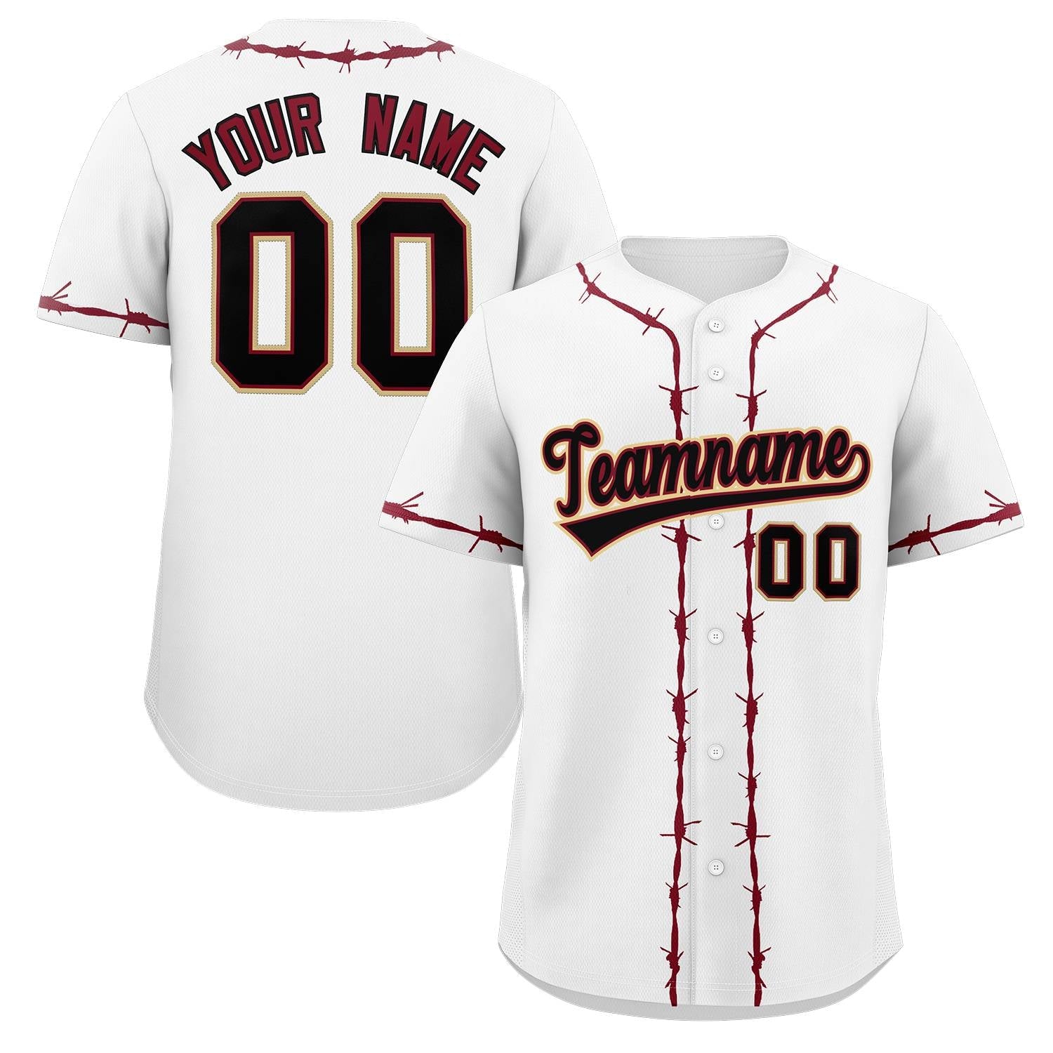 Custom White Crimson Thorns Ribbed Classic Style Authentic Baseball Jersey