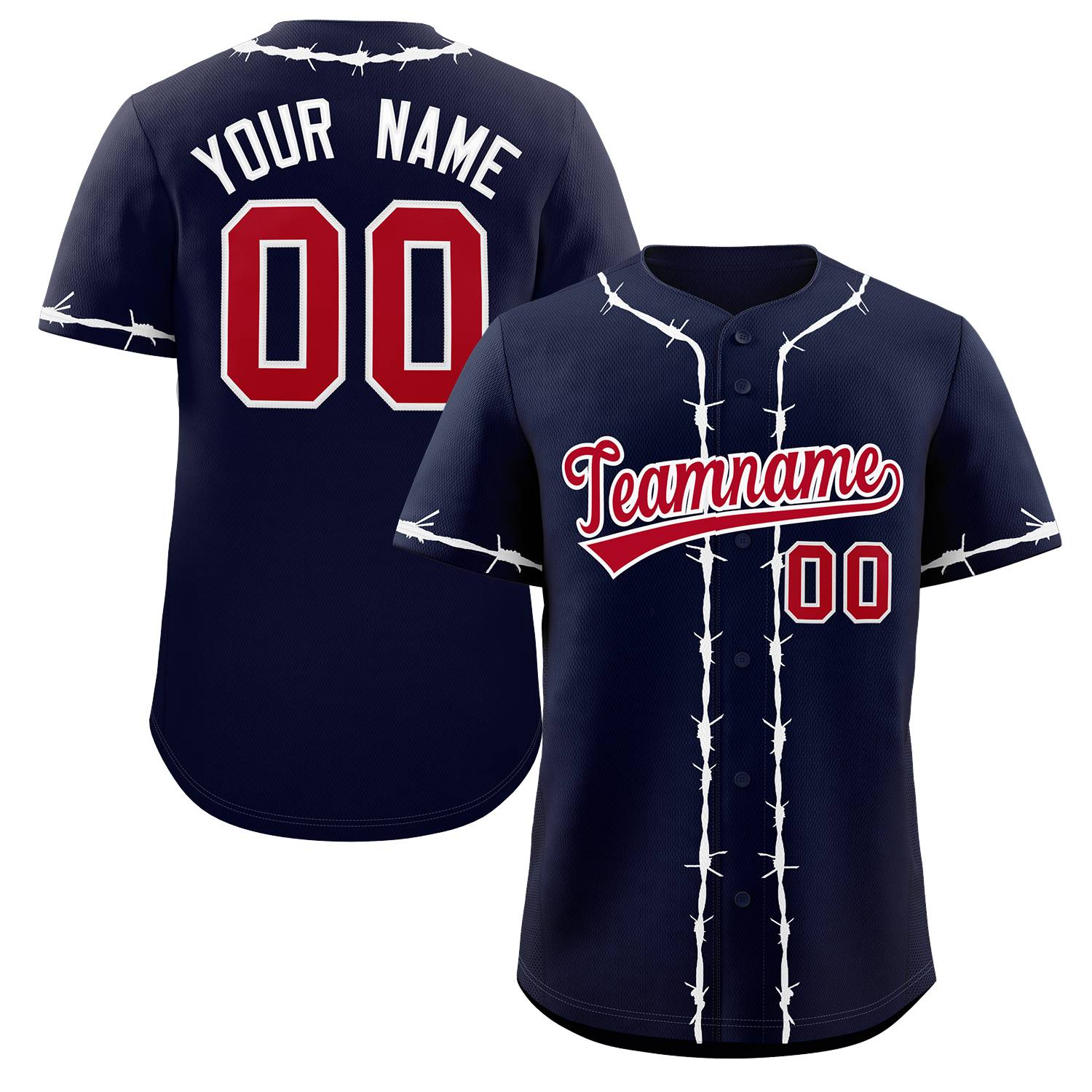 Custom Navy White Thorns Ribbed Classic Style Authentic Baseball Jersey