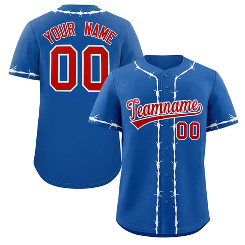 Custom Royal White Thorns Ribbed Classic Style Authentic Baseball Jersey