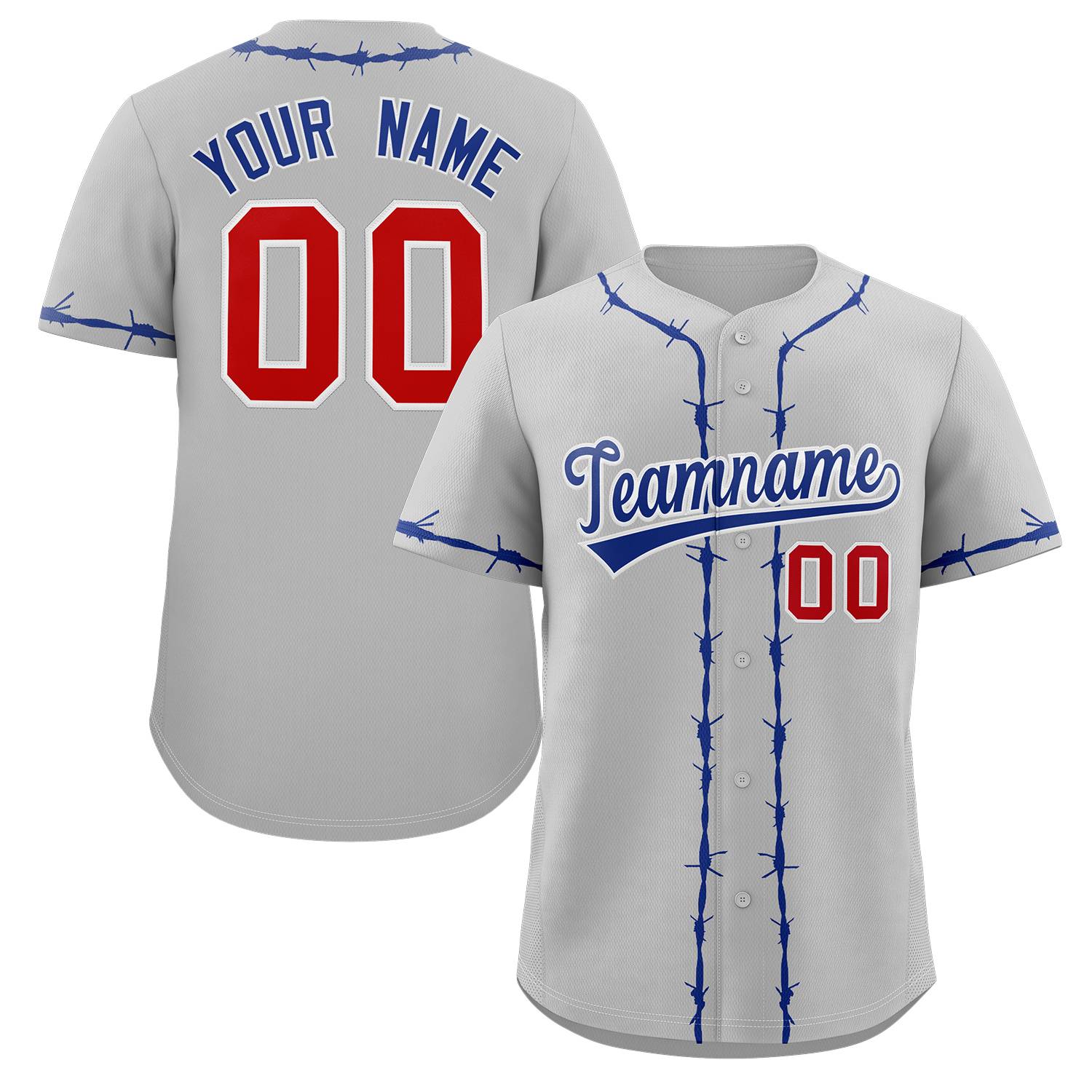 Custom Gray Royal Thorns Ribbed Classic Style Authentic Baseball Jersey