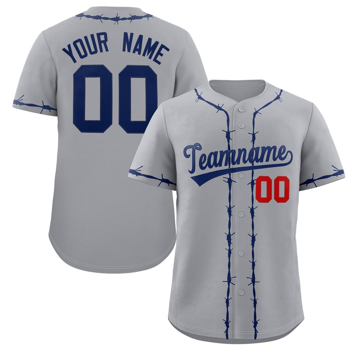 Custom Dark Gray Navy Thorns Ribbed Classic Style Authentic Baseball Jersey