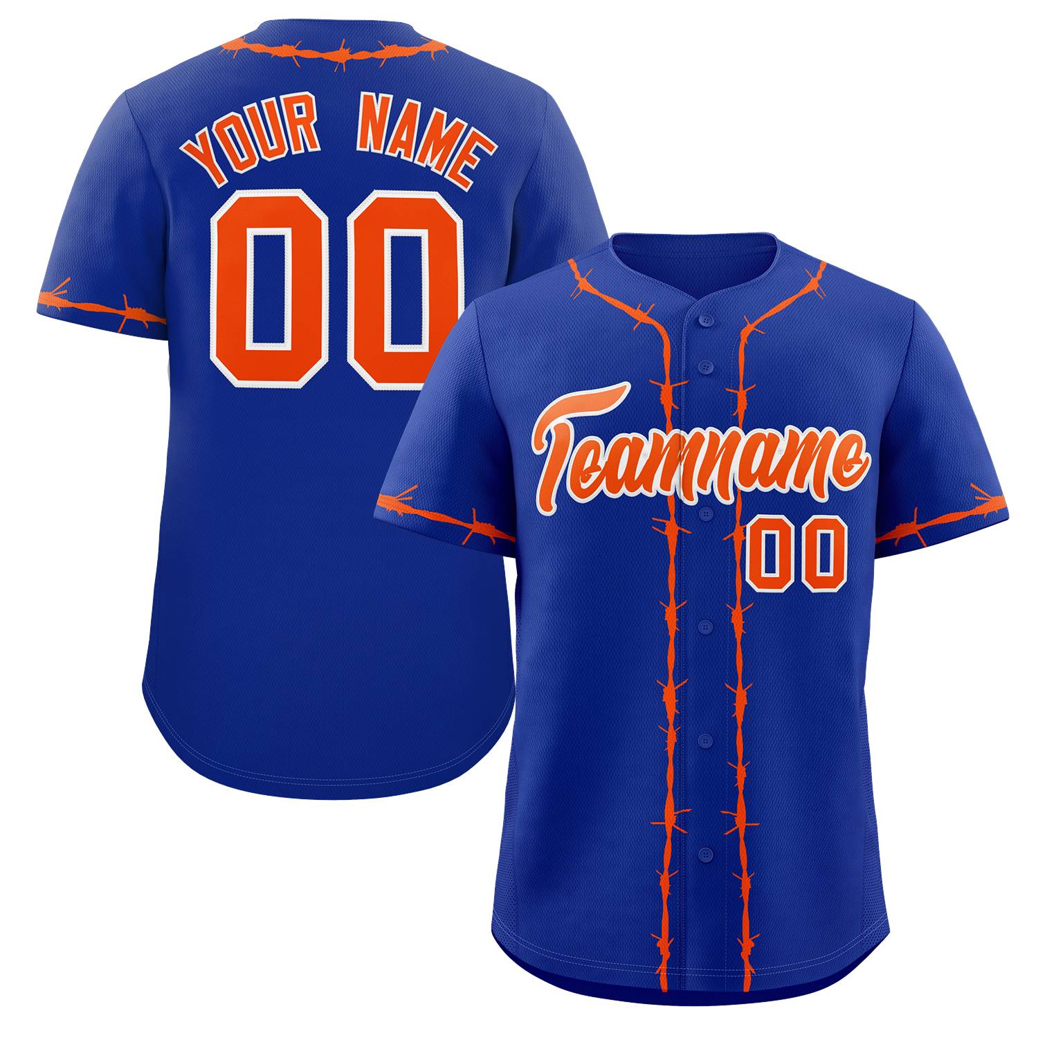 Custom Royal Orange Thorns Ribbed Classic Style Authentic Baseball Jersey