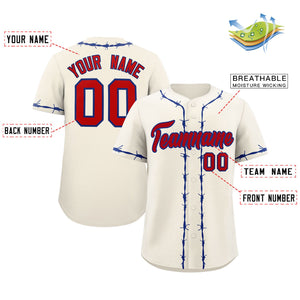 Custom Cream Royal Thorns Ribbed Classic Style Authentic Baseball Jersey