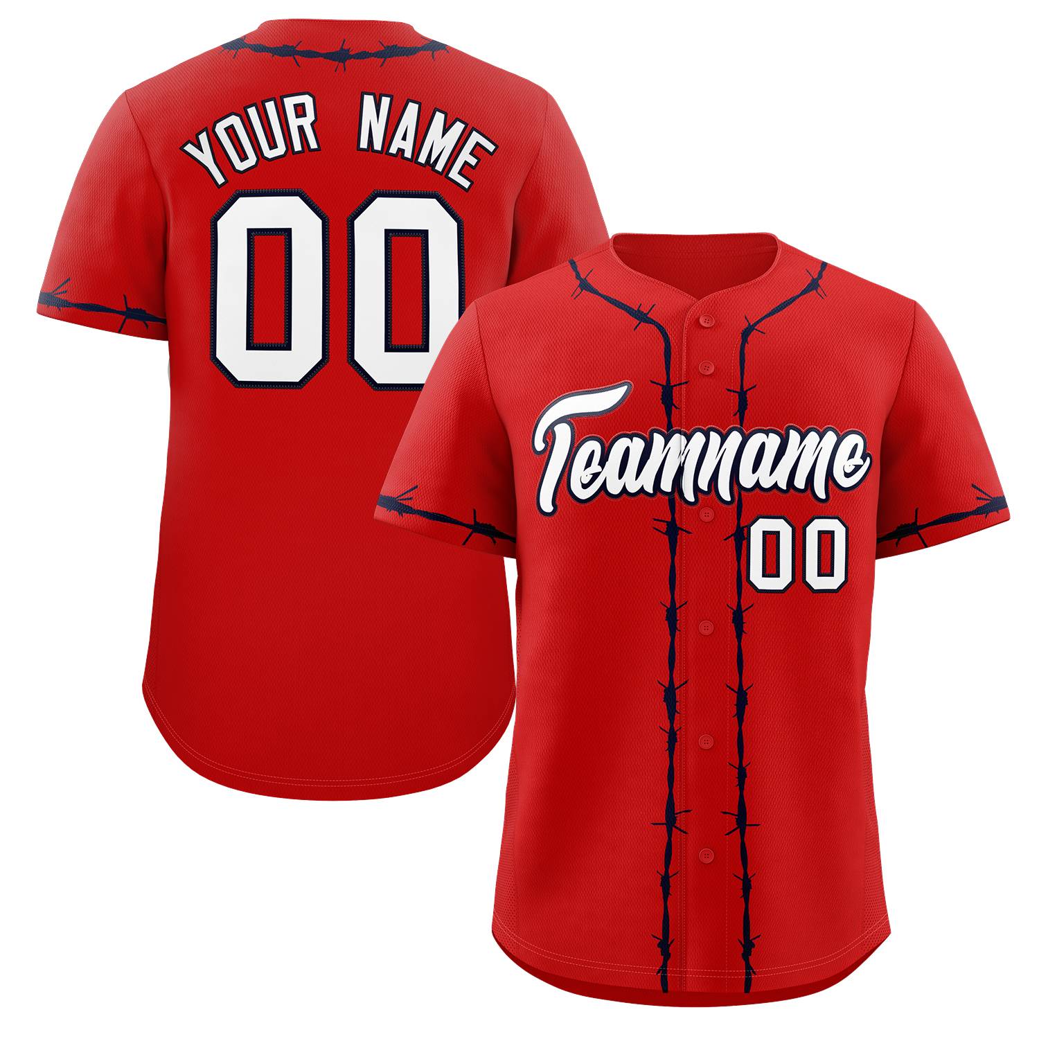 Custom Red Navy Thorns Ribbed Classic Style Authentic Baseball Jersey