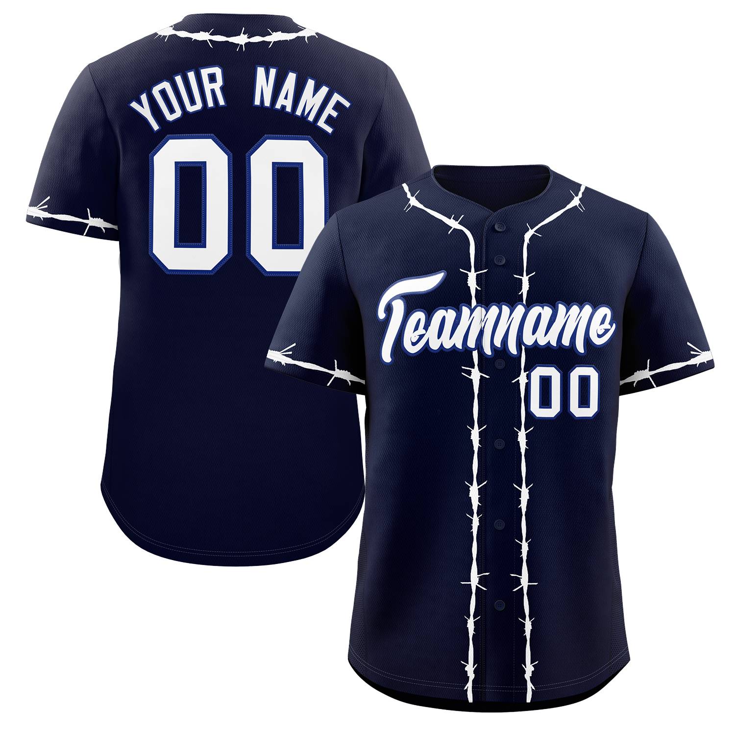 Custom Navy White Thorns Ribbed Classic Style Authentic Baseball Jersey