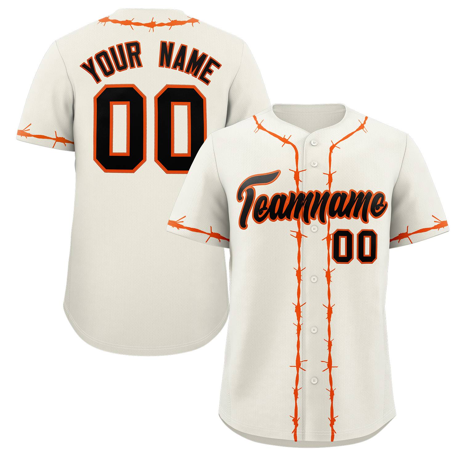 Custom Cream Orange Thorns Ribbed Classic Style Authentic Baseball Jersey