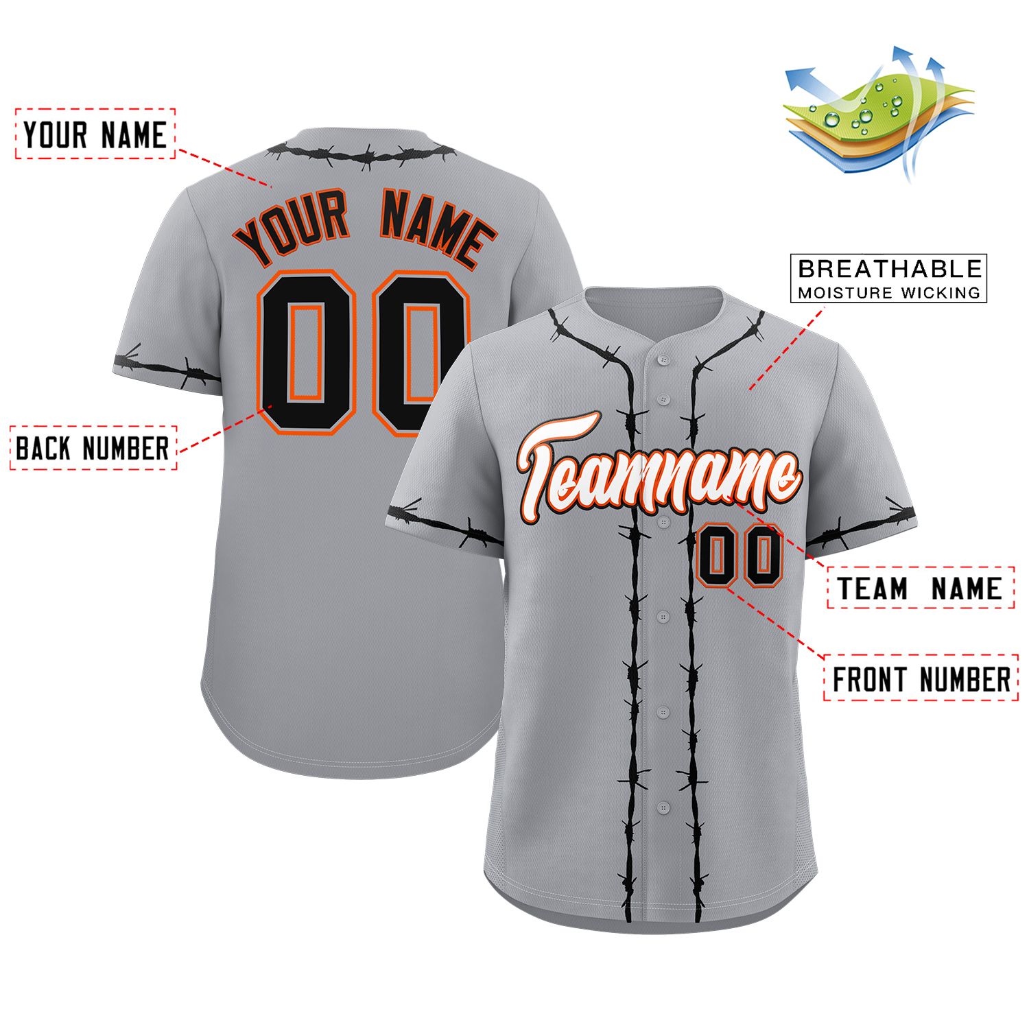 Custom Gray Black Thorns Ribbed Classic Style Authentic Baseball Jersey