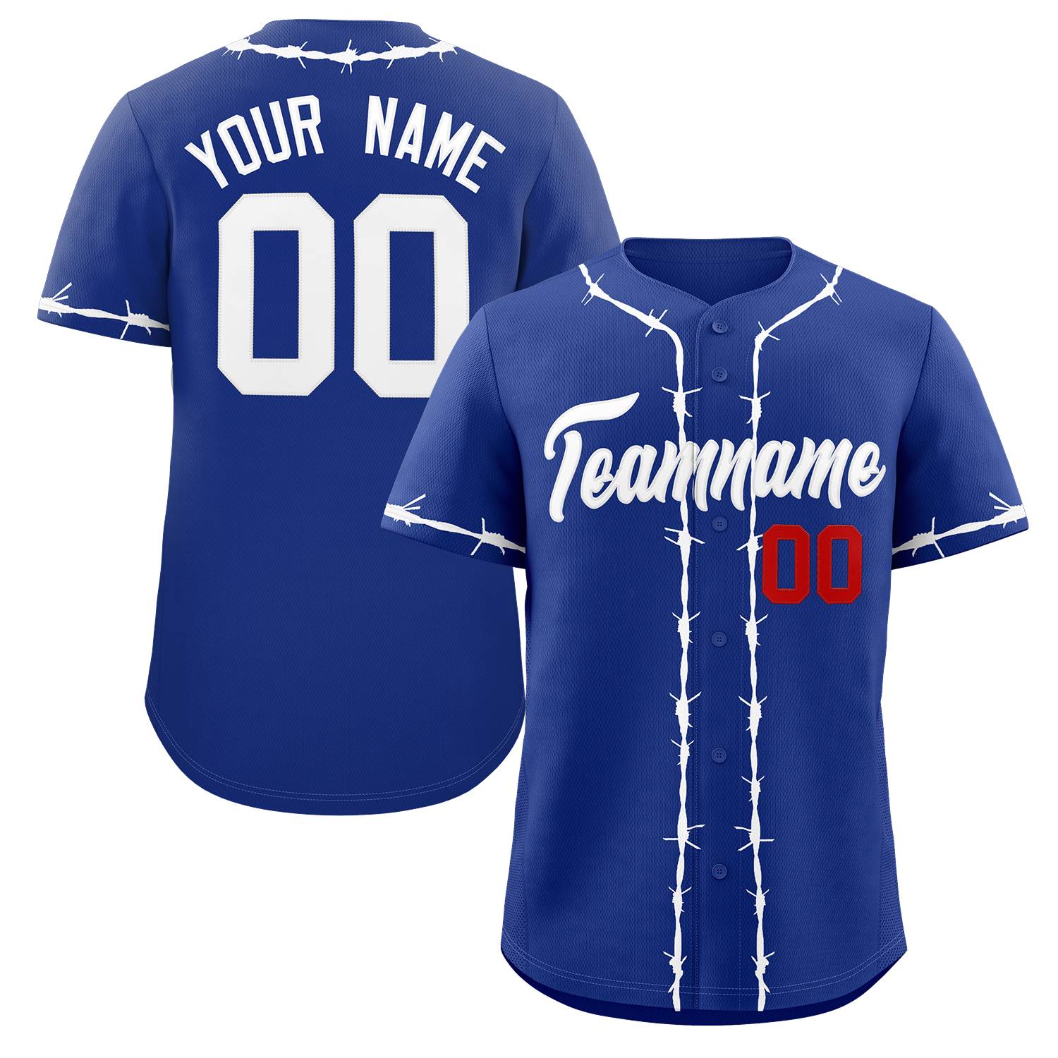 Custom Royal White Thorns Ribbed Classic Style Authentic Baseball Jersey