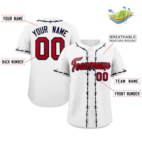 Custom White Black Thorns Ribbed Classic Style Authentic Baseball Jersey