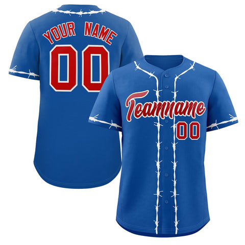 Custom Royal White Thorns Ribbed Classic Style Authentic Baseball Jersey