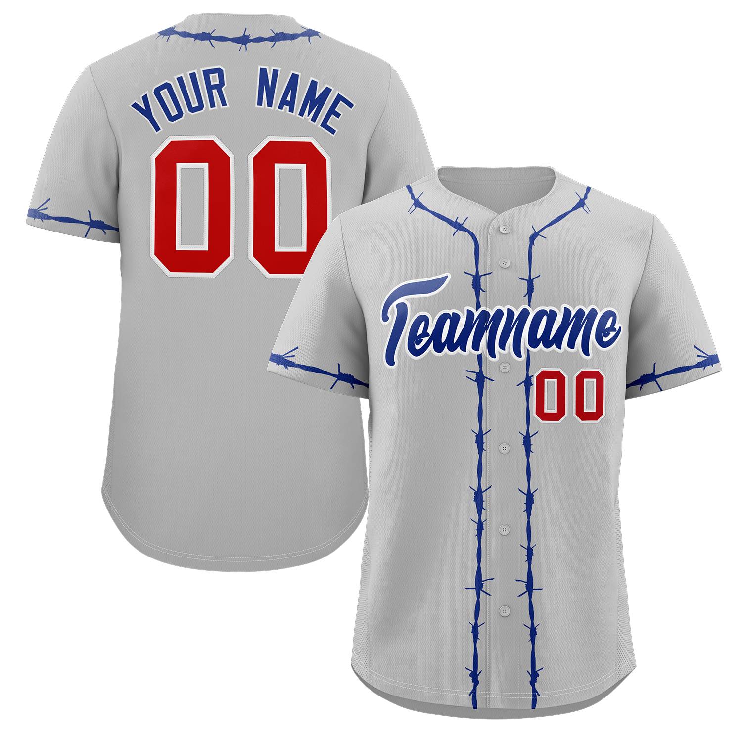 Custom Gray Royal Thorns Ribbed Classic Style Authentic Baseball Jersey