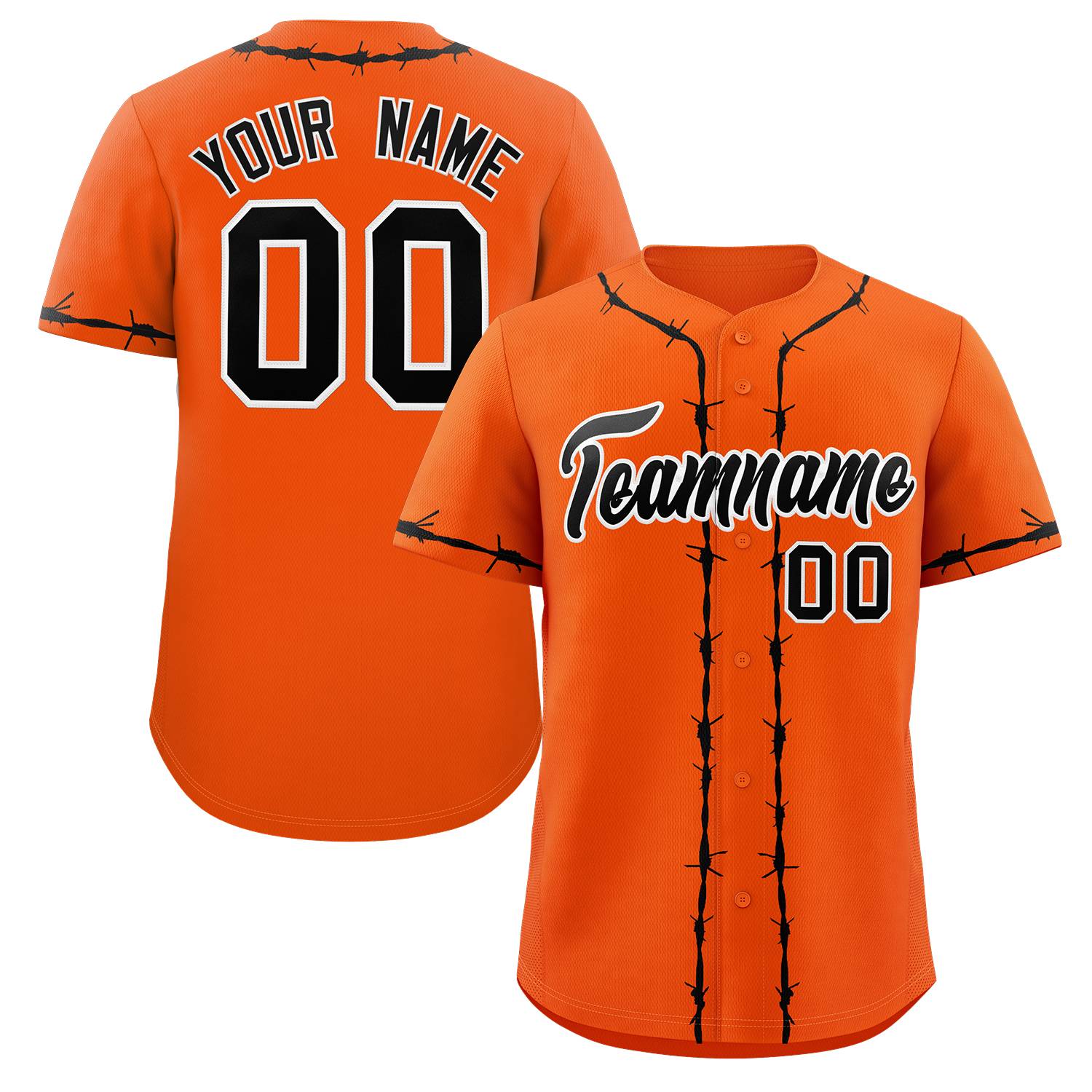 Custom Orange Black Thorns Ribbed Classic Style Authentic Baseball Jersey