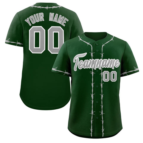 Custom Green Gray Thorns Ribbed Classic Style Authentic Baseball Jersey