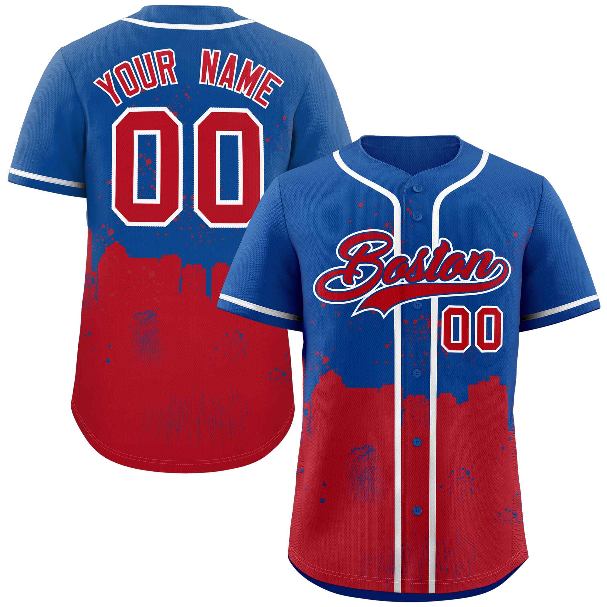 Maillot de baseball authentique personnalisé Royal Red personnalisé Boston City Nightscape