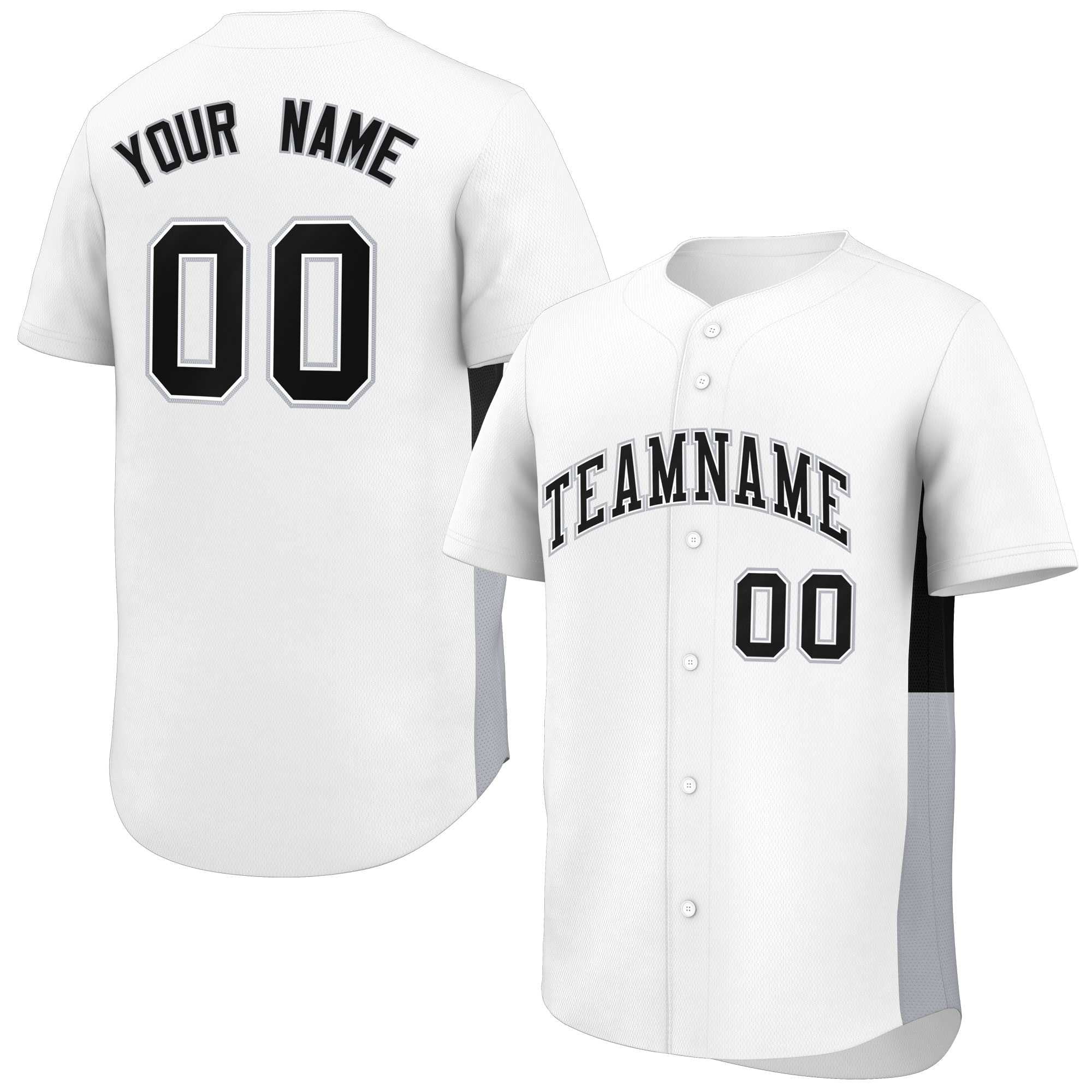 Custom White Black-Gray Personalized Side Two-Tone Design Authentic Baseball Jersey