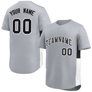 Custom Gray Black-White Personalized Side Two-Tone Design Authentic Baseball Jersey