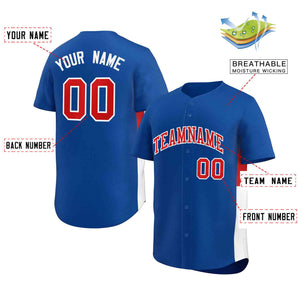 Custom Royal Red-White Personalized Side Two-Tone Design Authentic Baseball Jersey