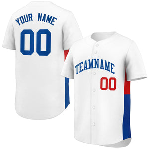 Custom White Royal-Red Personalized Side Two-Tone Design Authentic Baseball Jersey