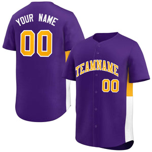 Custom Purple Yellow-White Personalized Side Two-Tone Design Authentic Baseball Jersey