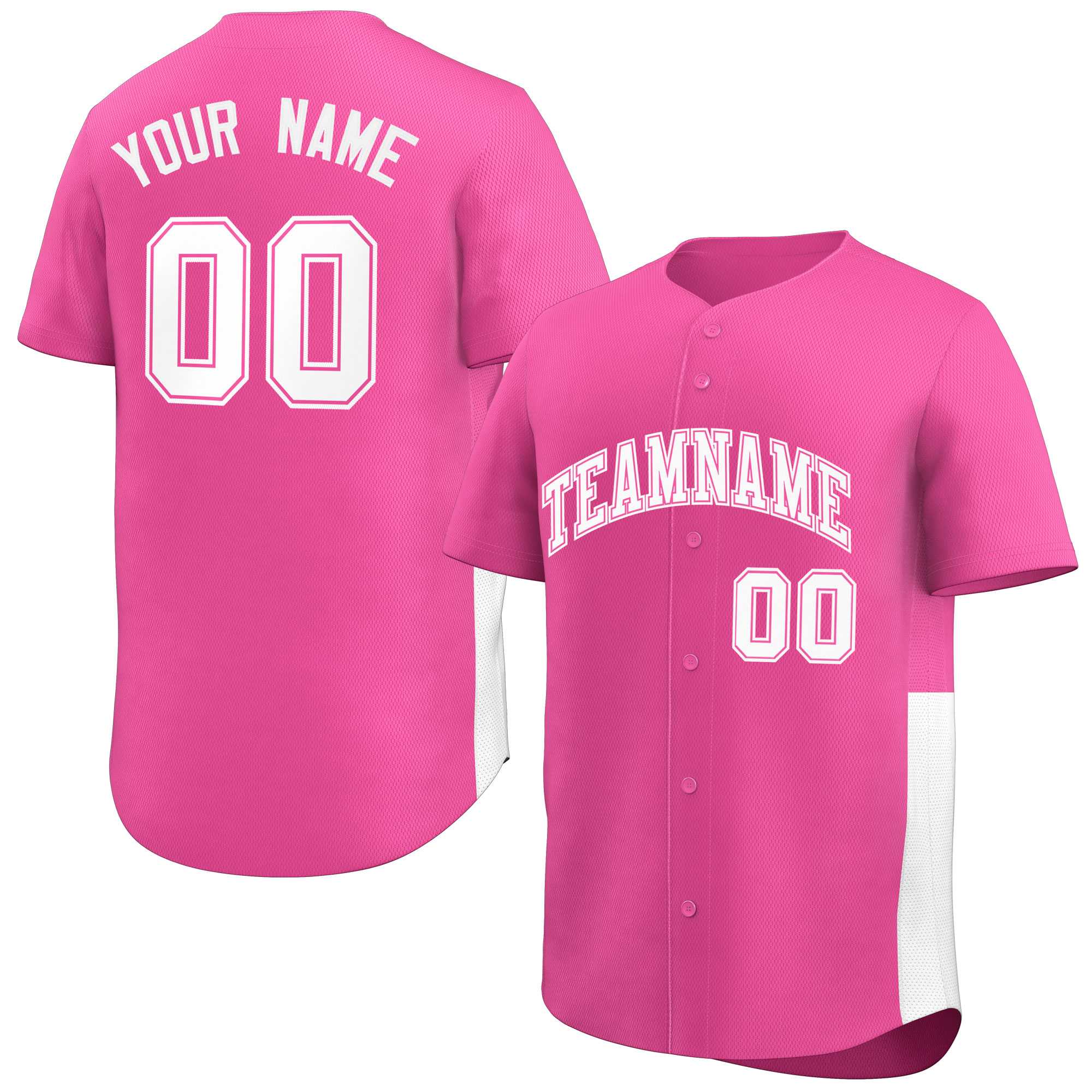 Custom Pink White Personalized Side Two-Tone Design Authentic Baseball Jersey