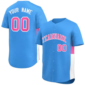 Custom Powder Blue Pink-White Personalized Side Two-Tone Design Authentic Baseball Jersey