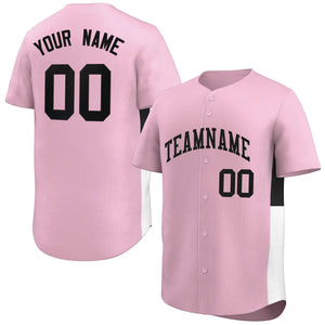 Custom Light Pink Black-White Personalized Side Two-Tone Design Authentic Baseball Jersey