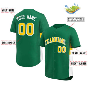 Custom Kelly Green Yellow-White Personalized Side Two-Tone Design Authentic Baseball Jersey