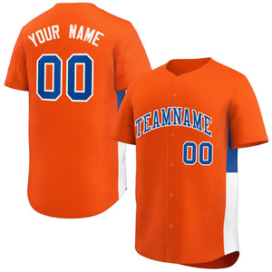 Custom Orange Royal-White Personalized Side Two-Tone Design Authentic Baseball Jersey