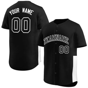 Custom Black White Personalized Side Two-Tone Design Authentic Baseball Jersey