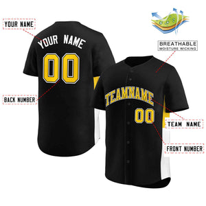 Custom Black Yellow-White Personalized Side Two-Tone Design Authentic Baseball Jersey