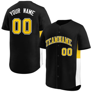 Custom Black Yellow-White Personalized Side Two-Tone Design Authentic Baseball Jersey