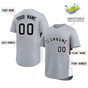 Custom Gray Black-White Personalized Side Two-Tone Design Authentic Baseball Jersey