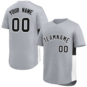 Custom Gray Black-White Personalized Side Two-Tone Design Authentic Baseball Jersey