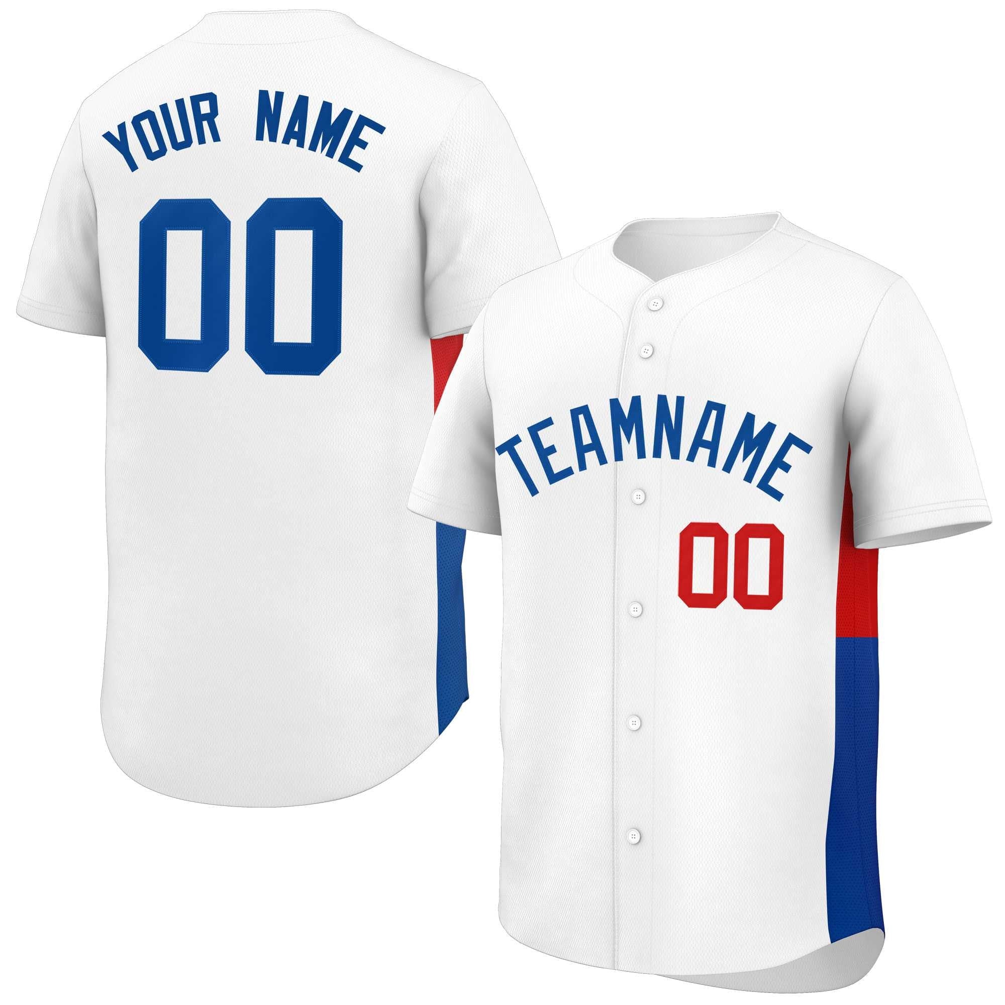 Custom White Royal-Red Personalized Side Two-Tone Design Authentic Baseball Jersey