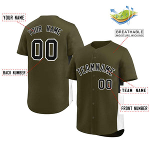 Custom Olive Black-White Personalized Side Two-Tone Design Authentic Baseball Jersey