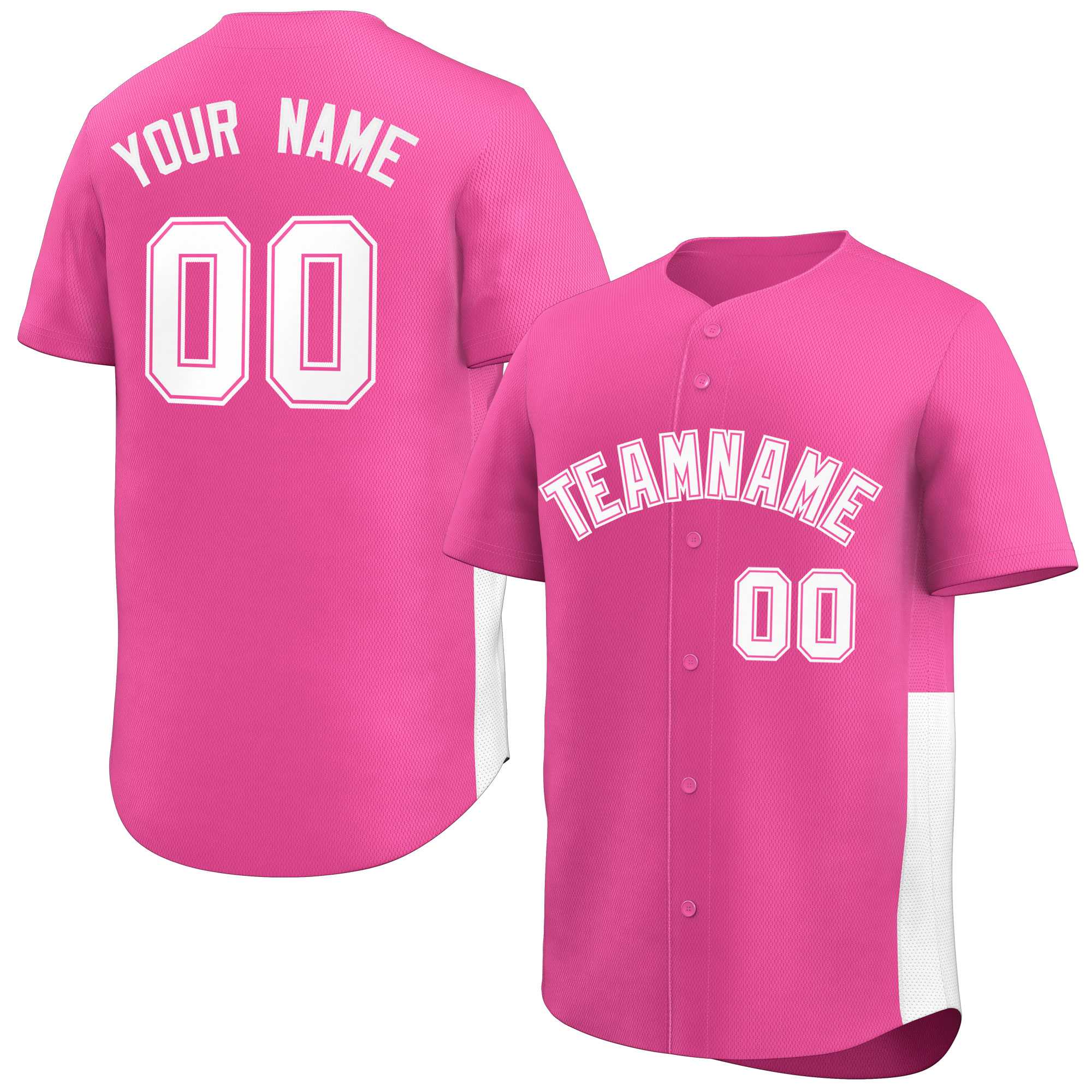 Custom Pink White Personalized Side Two-Tone Design Authentic Baseball Jersey